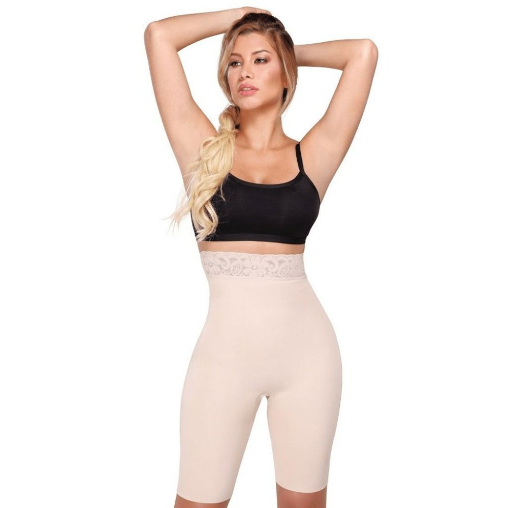 New Faja Colombiana Strapless Beige Nude Knee‎ Length Butt Light Compression L
